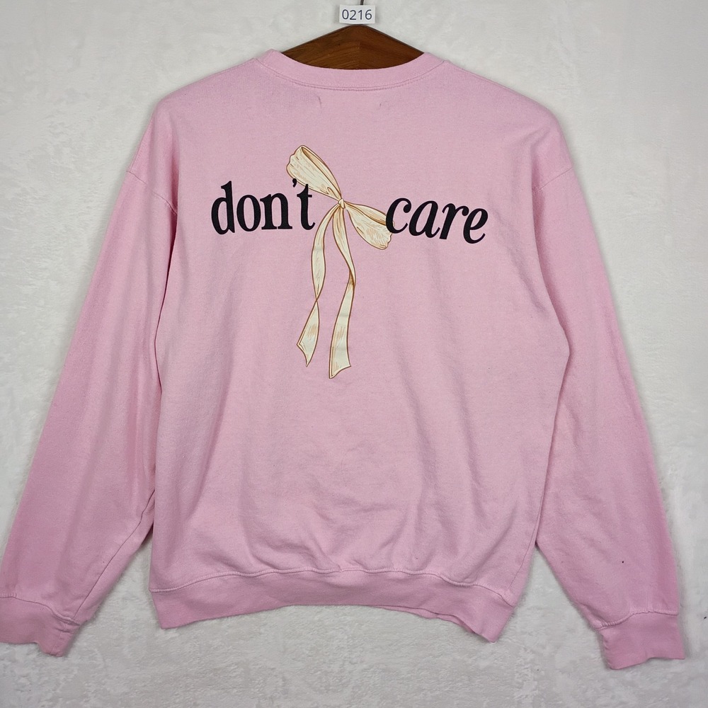 Simply Southern Pink Dont Know Dont Care Bow Sweatshirt XS-S Crew Neck Pullover‎